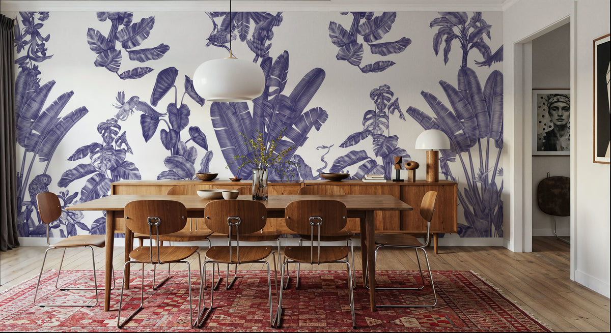 Parrots Jungle, Blue Mural Wallpaper - room preview 03