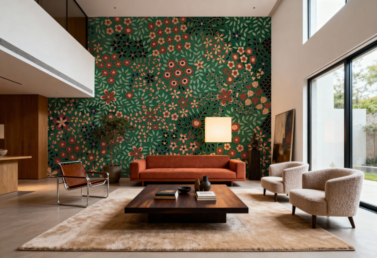 Floral Plate IX Mural Wallpaper - room preview 03