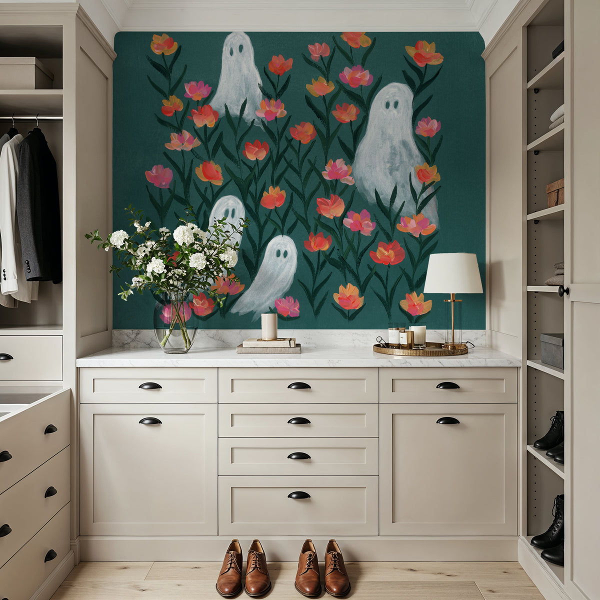 Ghosts in the Flower Patch Mural Wallpaper - room preview 03