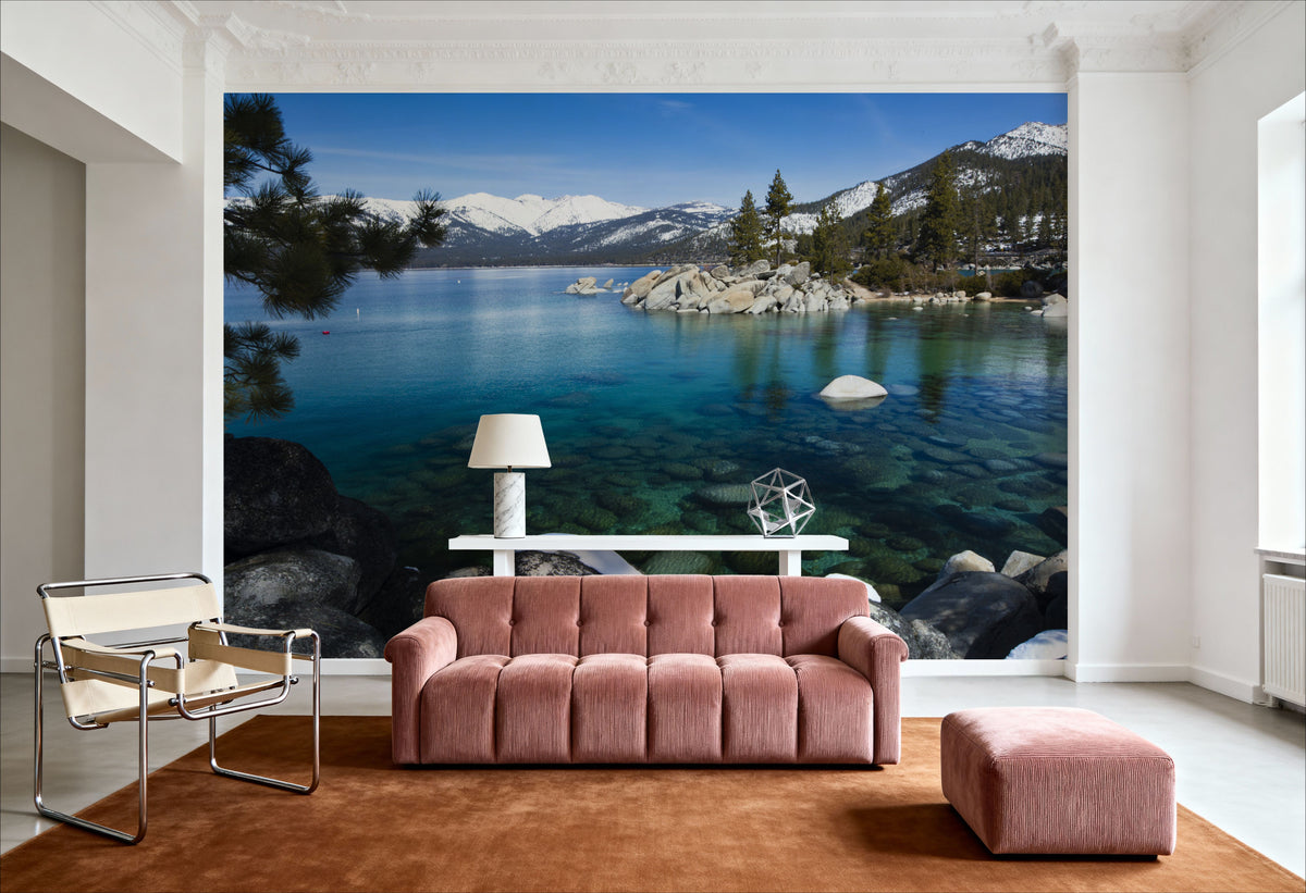 Crystal Alpine Lake Mural Wallpaper - room preview 03