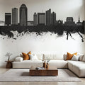 Shreveport Louisiana Skyline Black & White Mural Wallpaper - room preview 03