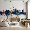 St Louis Missouri Skyline Blue & Bronze Mural Wallpaper - room preview 03