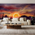 Arizona Sunset - Landscape Watercolor Series Mural Wallpaper - room preview 03