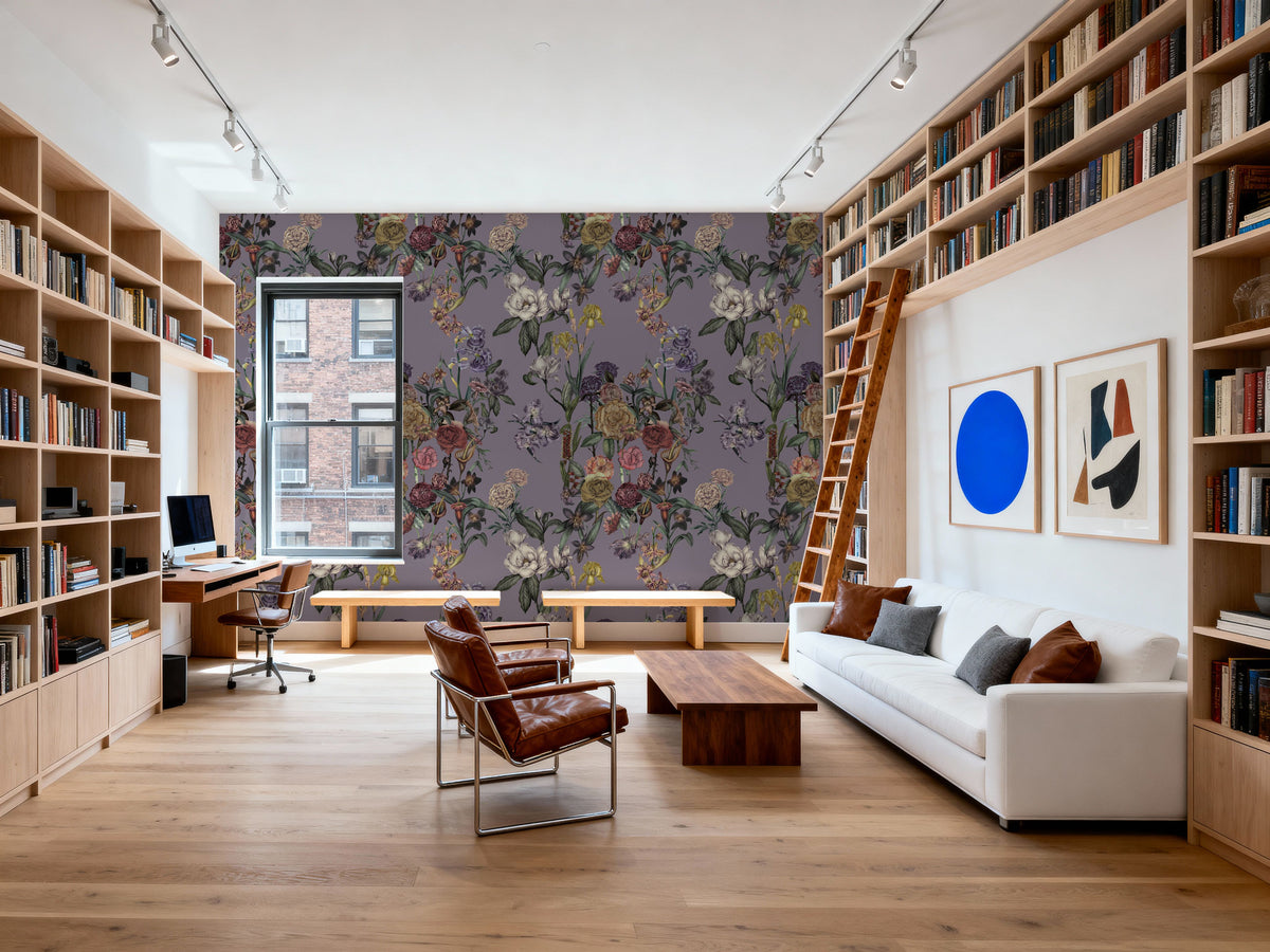 Floral Gaze, Lavender Mural Wallpaper - room preview 03