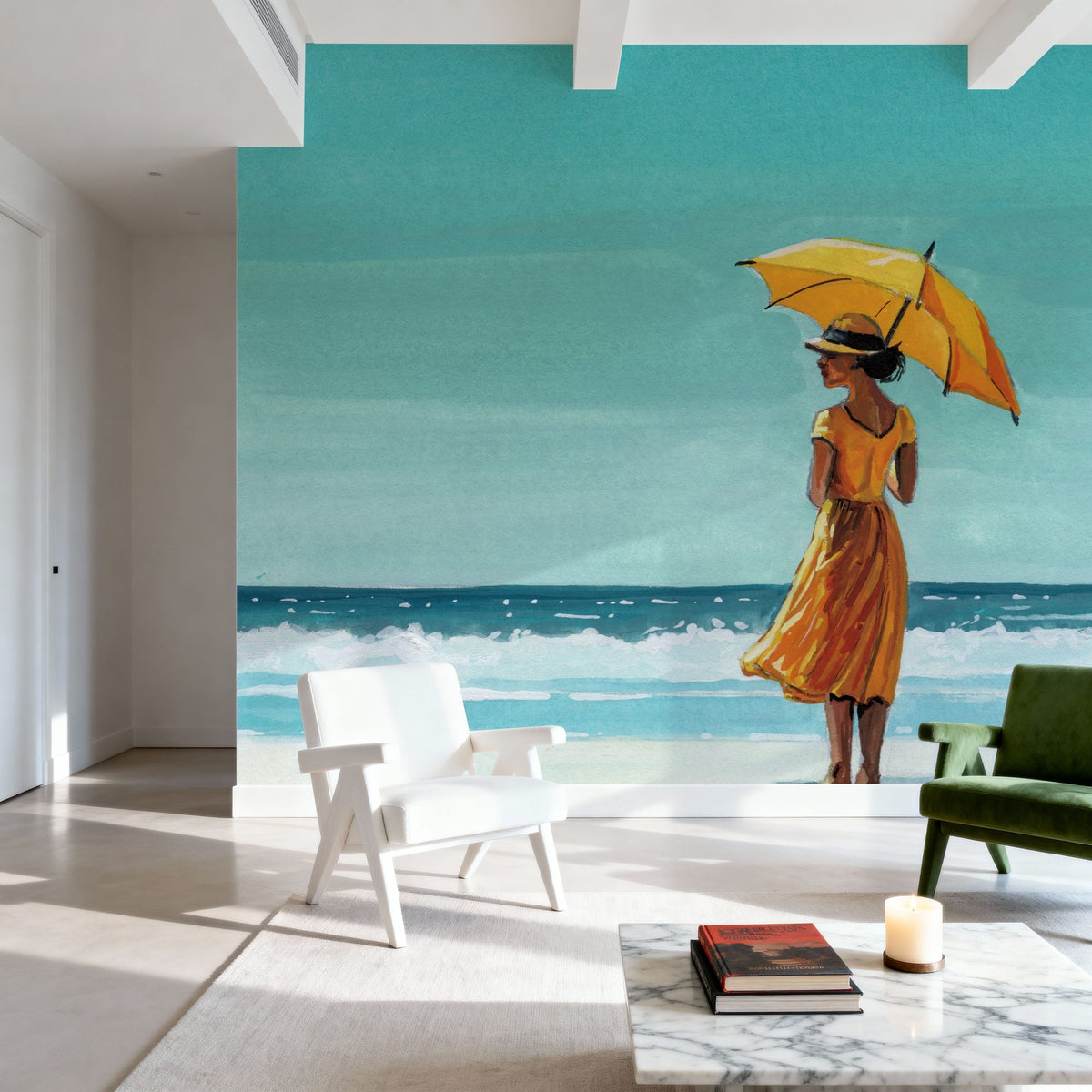 Umbrella At the Beach Mural Wallpaper - room preview 03