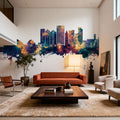 Tacoma Washington Skyline Blue & Bronze Mural Wallpaper - room preview 03
