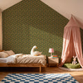 Autumn Buds Green Mural Wallpaper - room preview 03