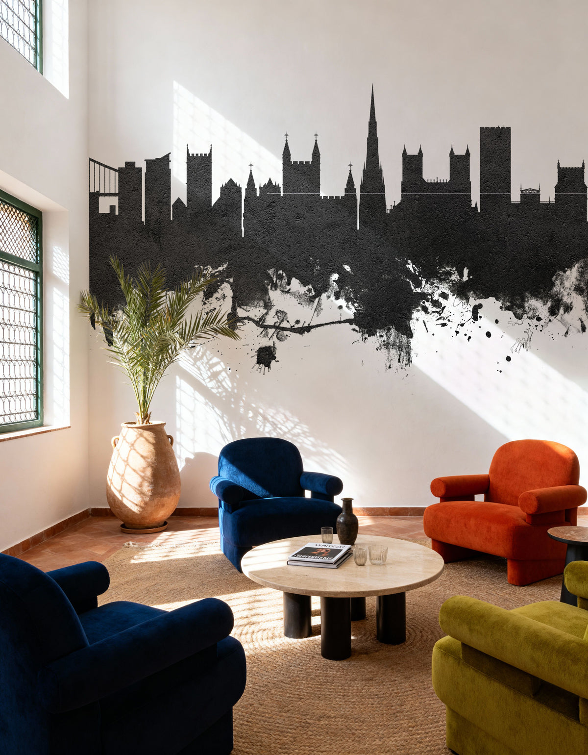 Bristol England Skyline Black & White Mural Wallpaper - room preview 03