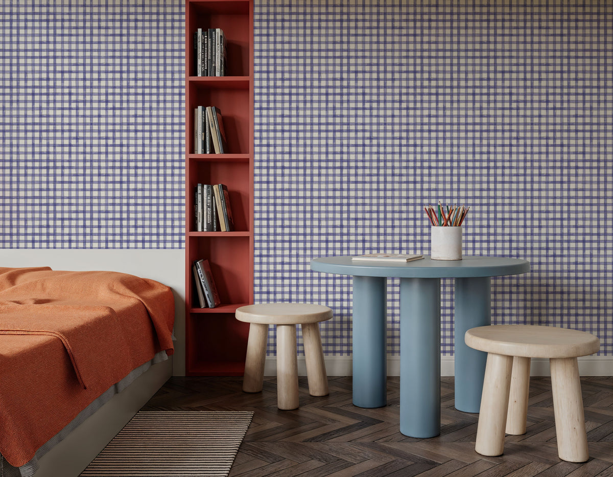 Botanical Blue Jingham Mural Wallpaper - room preview 03
