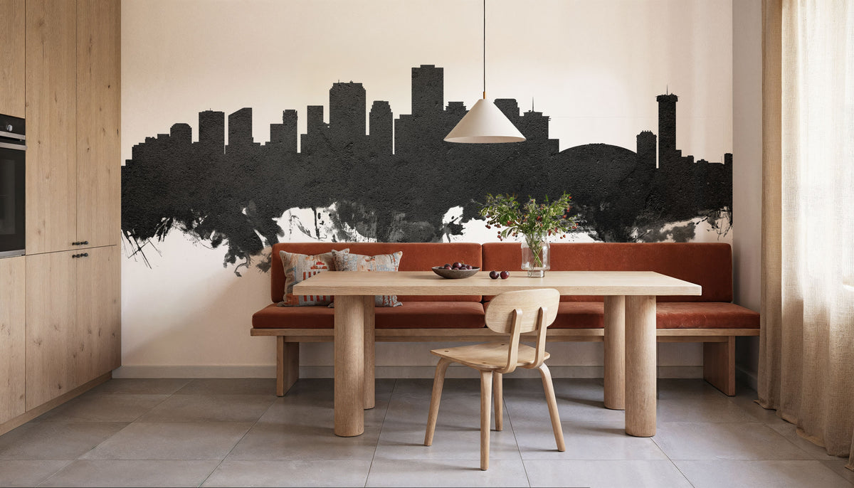 New Orleans Louisiana Skyline Black & White Mural Wallpaper - room preview 03