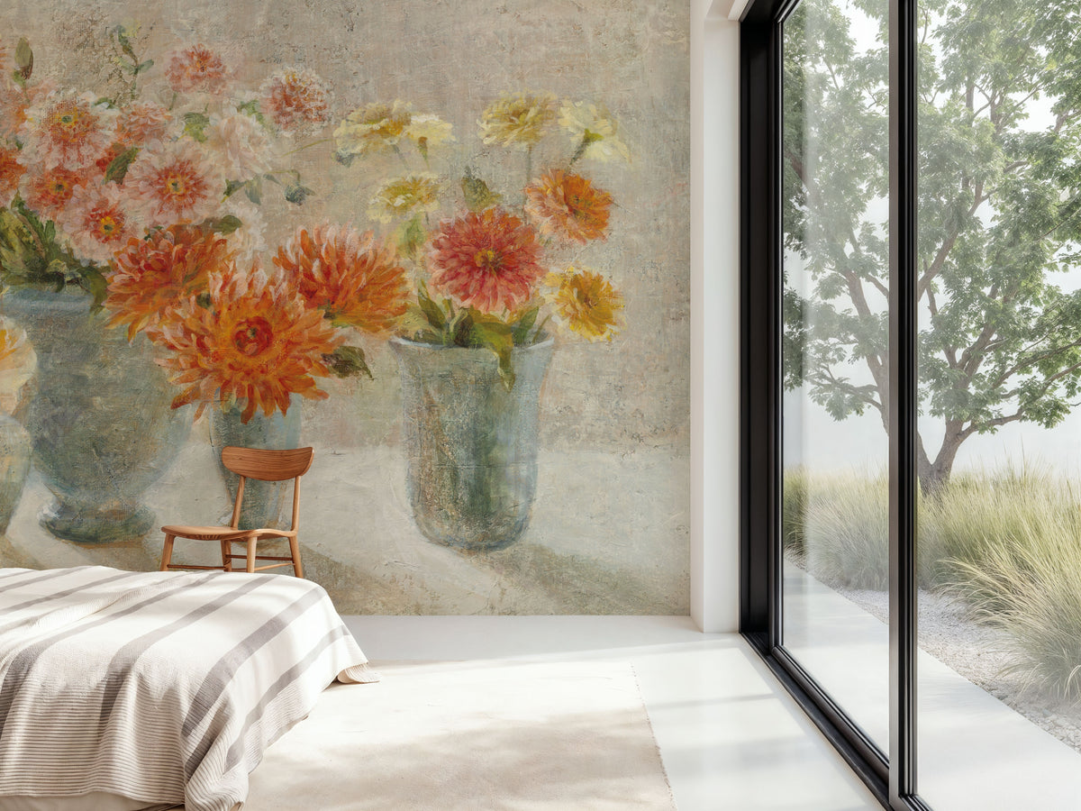 Dahlias in Vases Mural Wallpaper - room preview 03