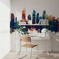 Gold Coast Australia Skyline Blue & Bronze Mural Wallpaper - room preview 03