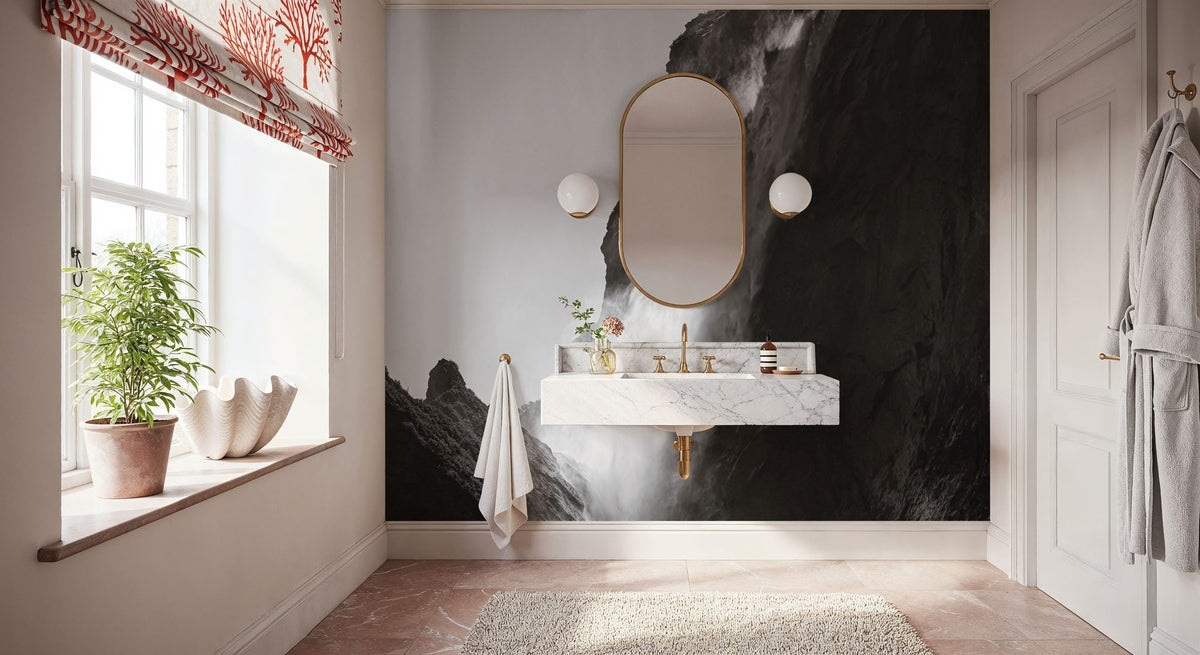 Western Brook Pond Waterfall Mural Wallpaper - room preview 03