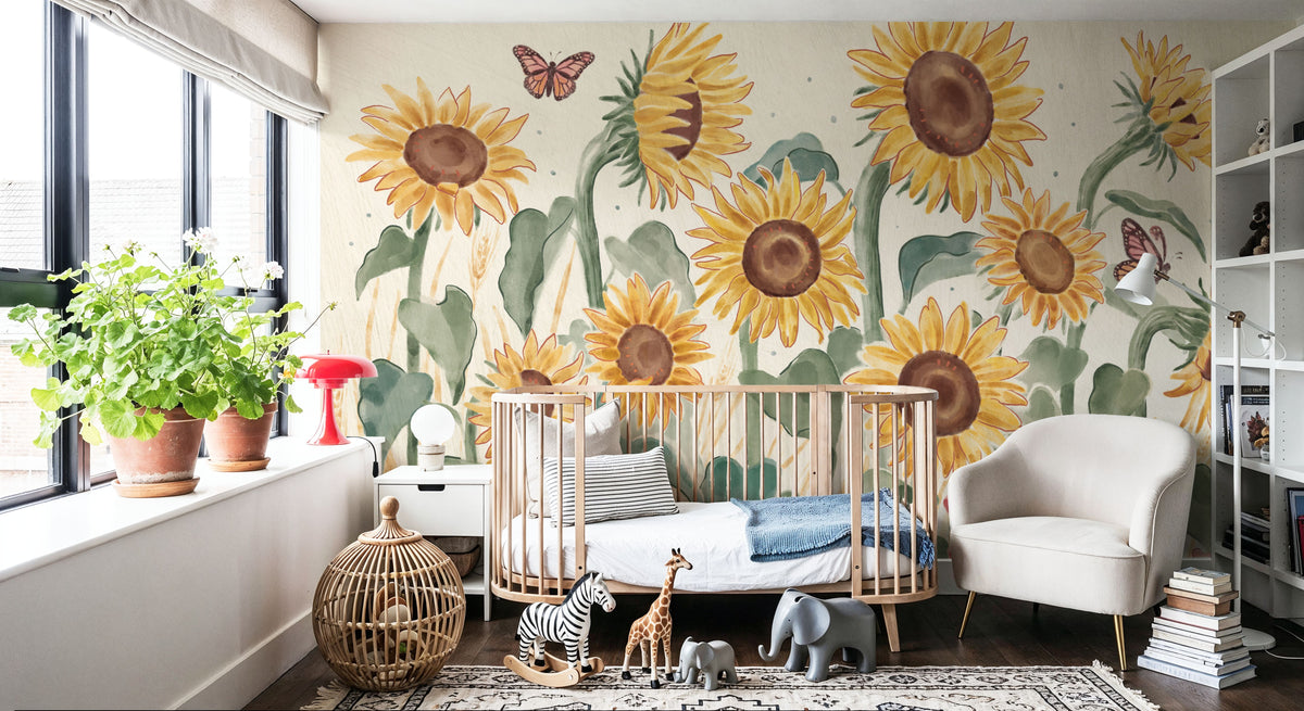 Sunflower Season Mural Wallpaper - room preview 03