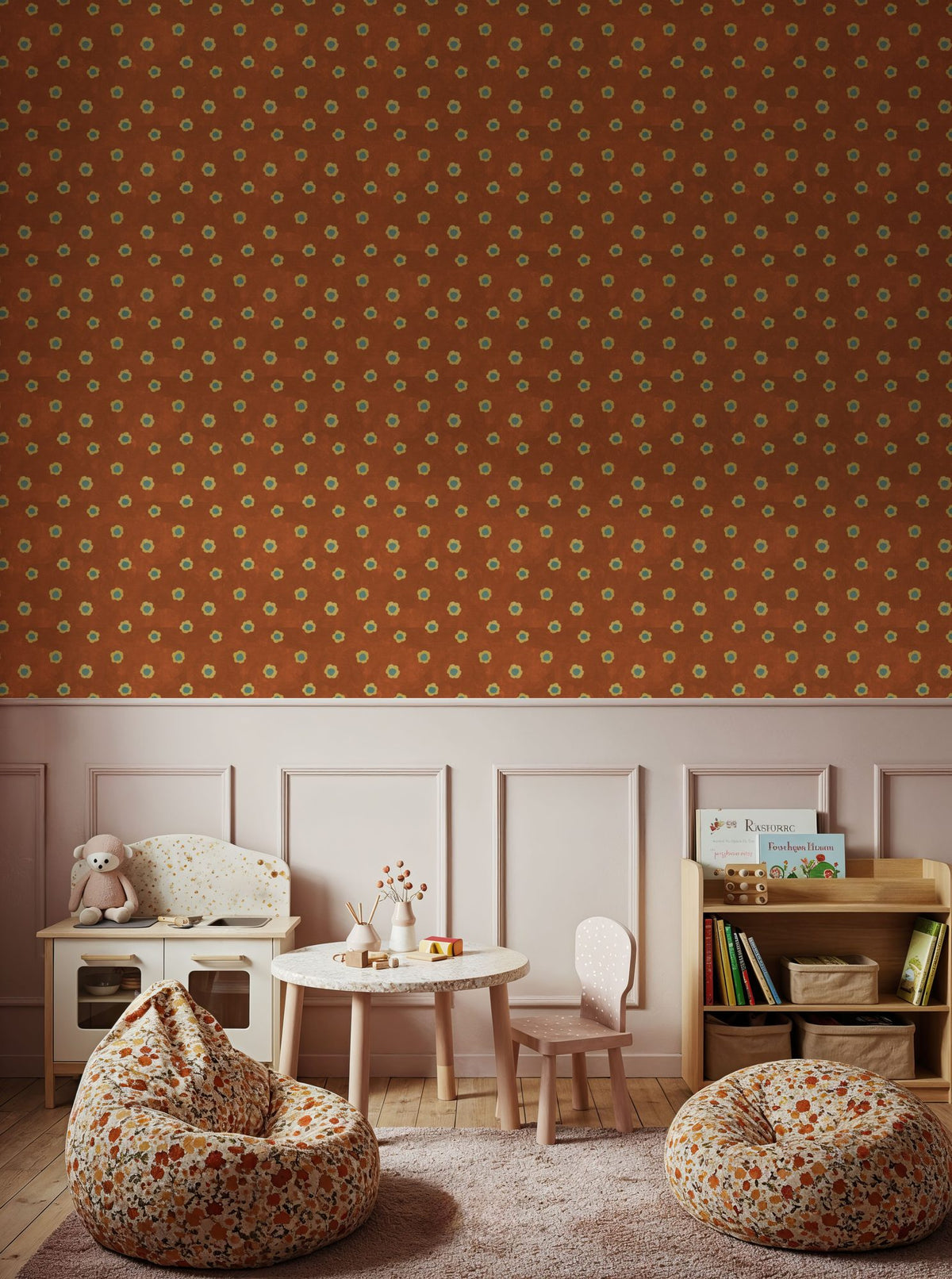 Autumn Buds Brown Mural Wallpaper - room preview 03