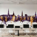 Lichfield England Skyline Purple & Gold Mural Wallpaper - room preview 03