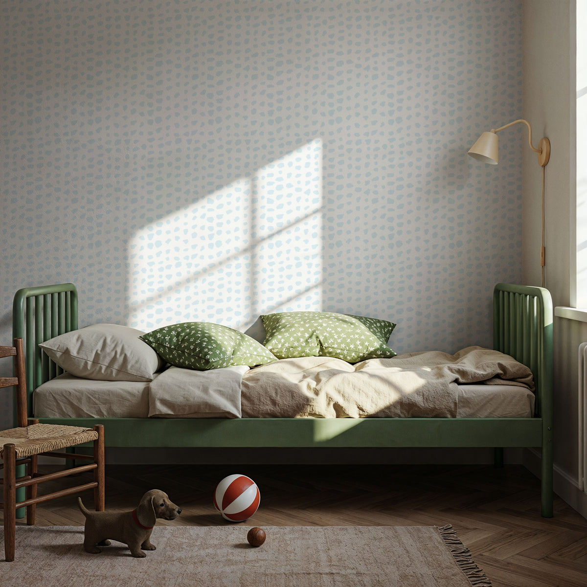 White Fish Dots Mural Wallpaper - room preview 03