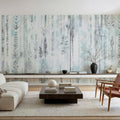 Botanical Wall Teal Mural Wallpaper - room preview 03
