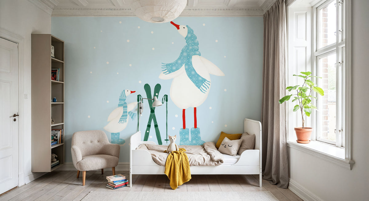 Ducks in the Snow IV Mural Wallpaper - room preview 03