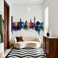 Lille France Skyline Blue & Bronze Mural Wallpaper - room preview 03