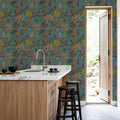 Statement Palms Petite, Turquoise Mural Wallpaper - room preview 03