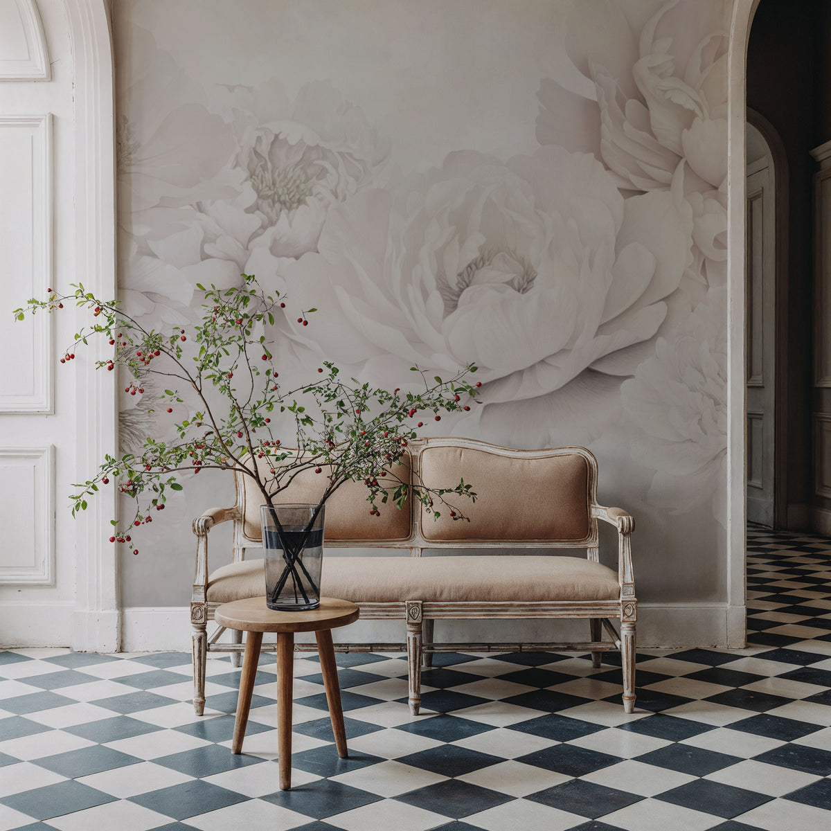 Transcendent Peony, Greyish Pink Mural Wallpaper - room preview 03