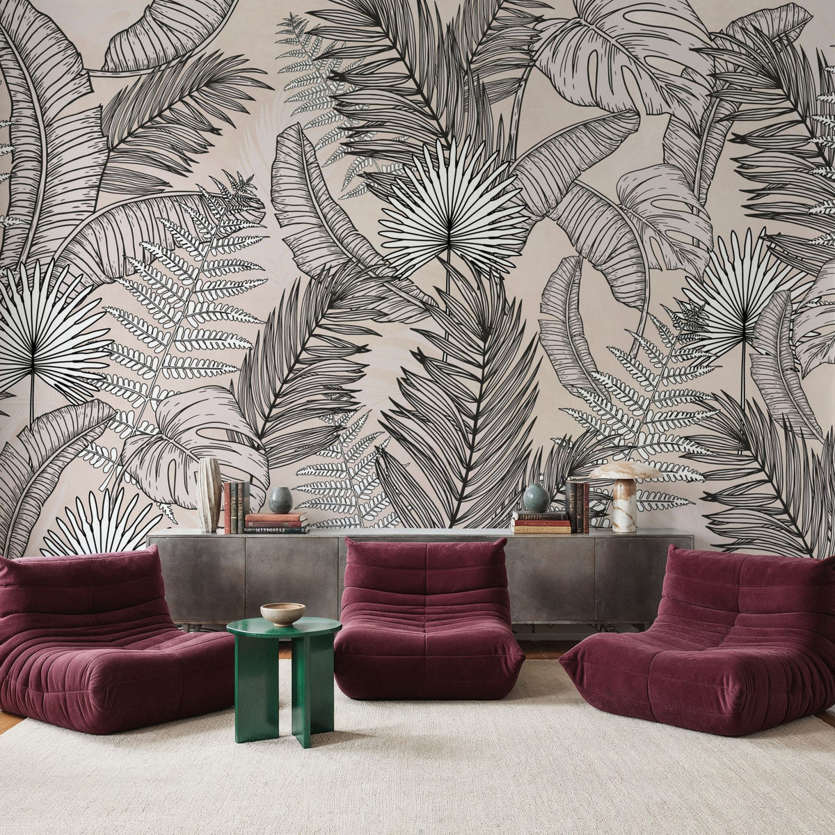 Old Sketchy Leaves Mural Wallpaper - room preview 03