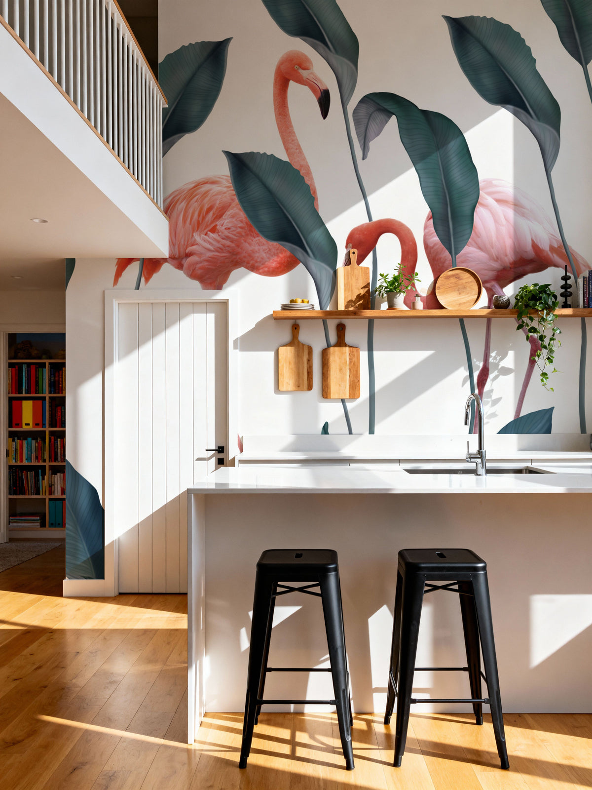 Shy Flamingos Mural Wallpaper - room preview 03
