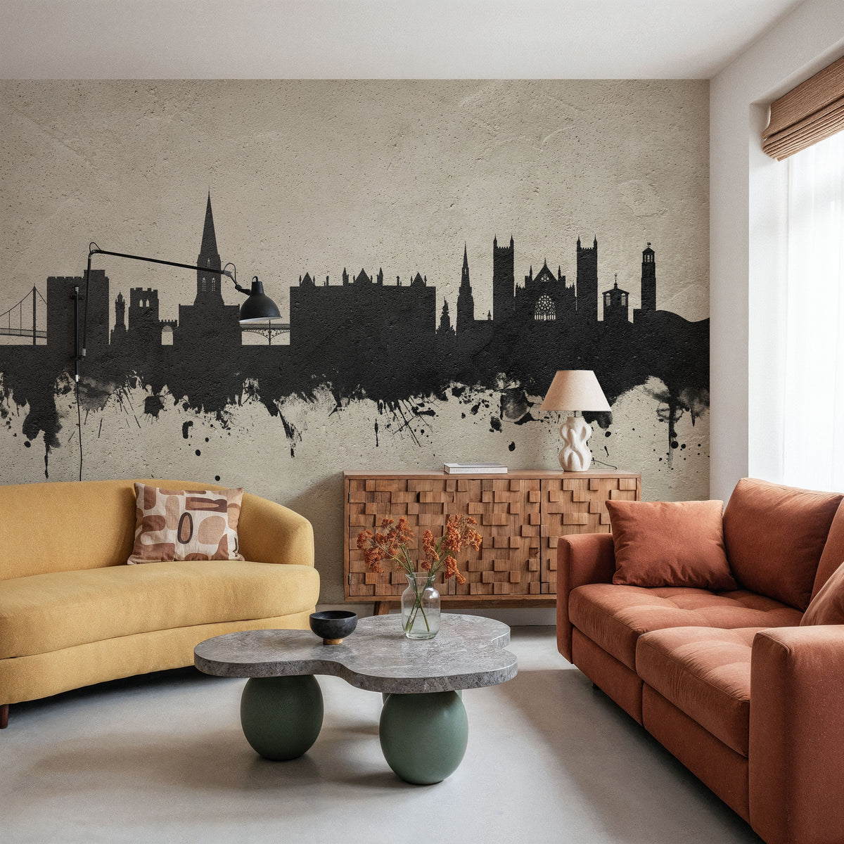 Exeter England Skyline Concrete Mural Wallpaper - room preview 03