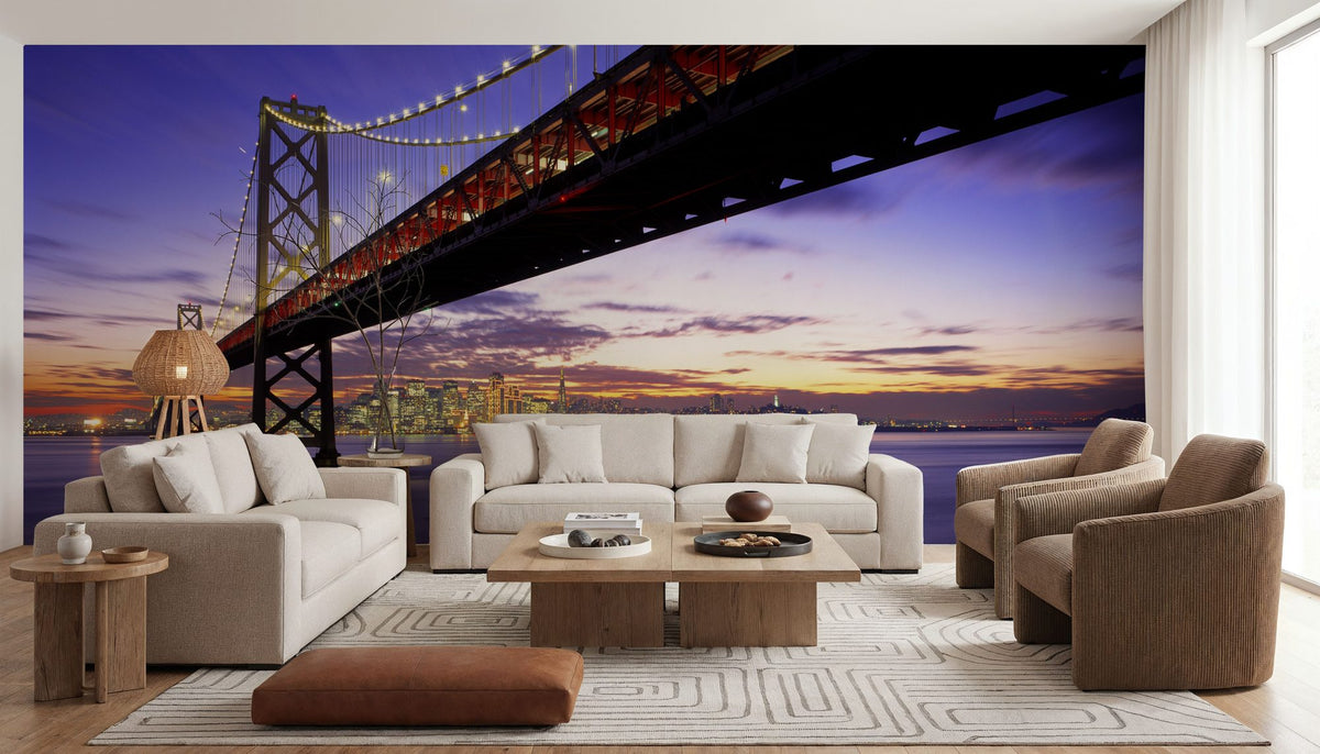 Golden Gate Twilight Mural Wallpaper - room preview 03