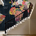 Botanical Floral Map Words Mural Wallpaper - room preview 03