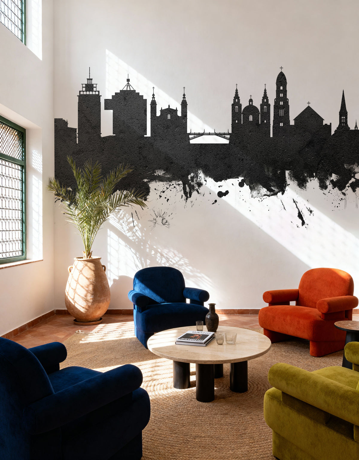 Ljubljana Slovenia Skyline Black & White Mural Wallpaper - room preview 03