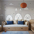 Sleeping Bunny Gray Mural Wallpaper - room preview 03