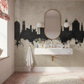Durham North Carolina Skyline Concrete Mural Wallpaper - room preview 03