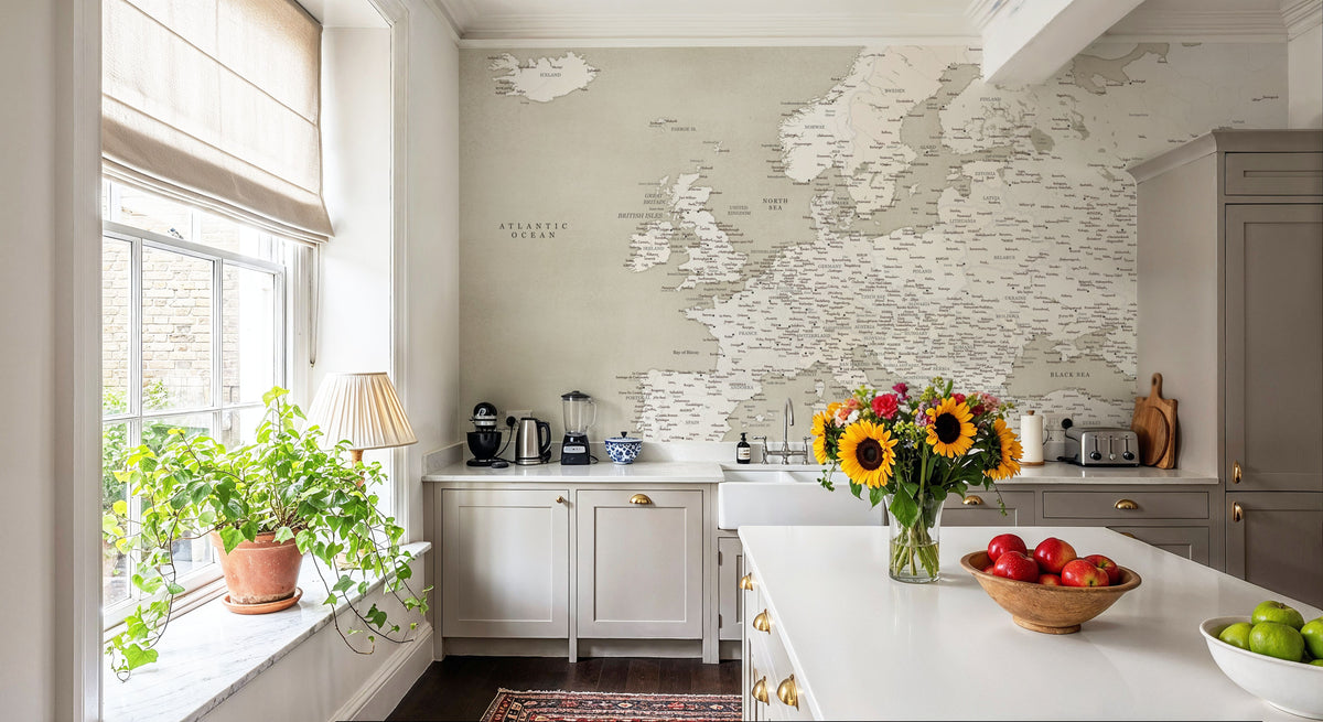 Europe Map Detailed - Sarai Mural Wallpaper - room preview 03