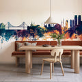 Istanbul Turkey Skyline Blue & Bronze Mural Wallpaper - room preview 03