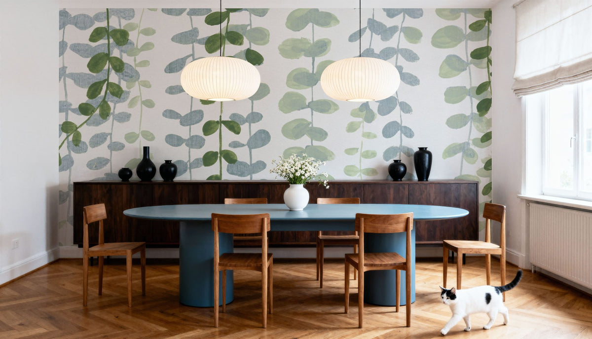 Cascade in Green Mural Wallpaper - room preview 03