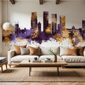 Dhaka Bangladesh Skyline Purple & Gold Mural Wallpaper - room preview 03