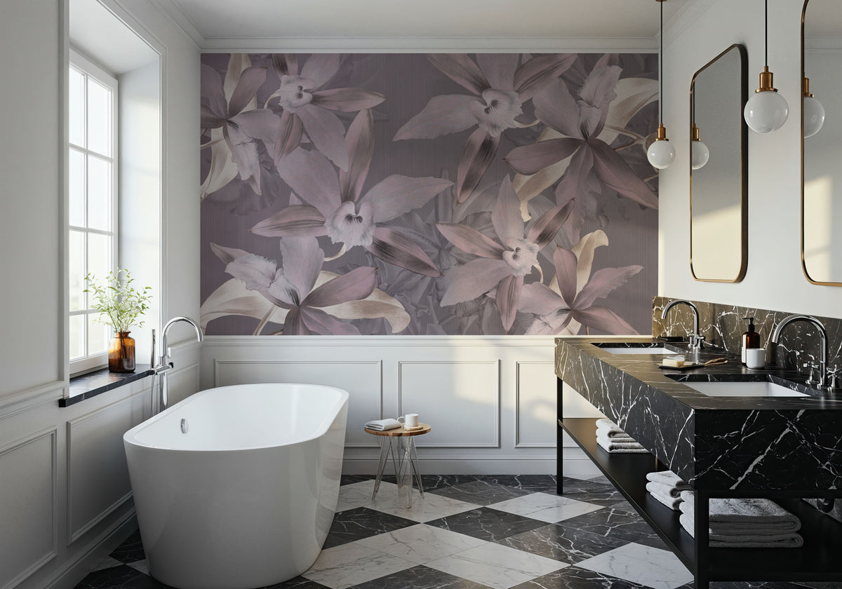 Big Orchids Purple Mural Wallpaper - room preview 03