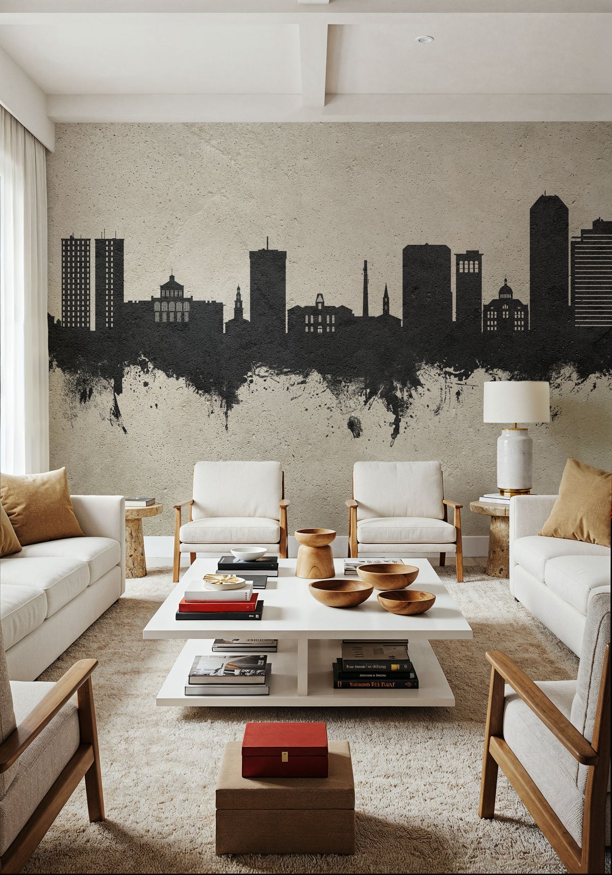 Lexington Kentucky Skyline Concrete Mural Wallpaper - room preview 03