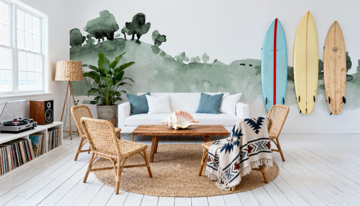Tranquil Hillside, Forest Green Mural Wallpaper - room preview 03
