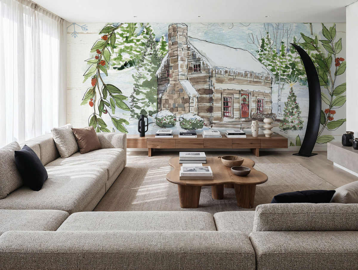 Holiday Vignette II Cabin Mural Wallpaper - room preview 03