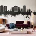 Norfolk Virginia Skyline Black & White Mural Wallpaper - room preview 03