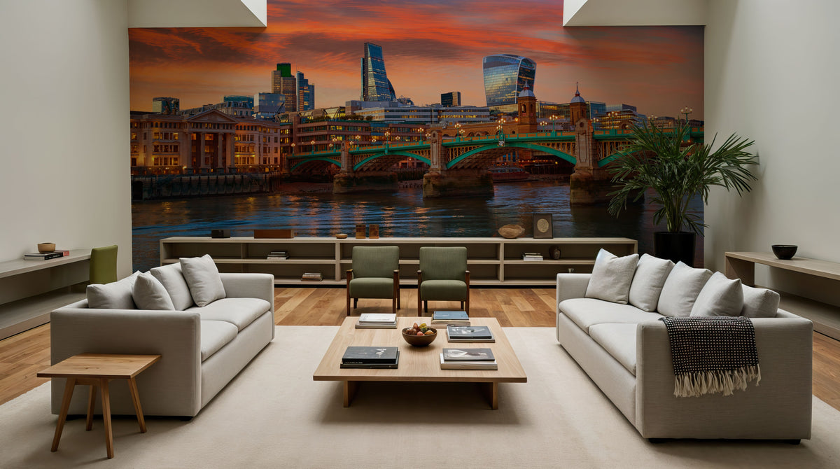 Golden Hour Bridge II Mural Wallpaper - room preview 03