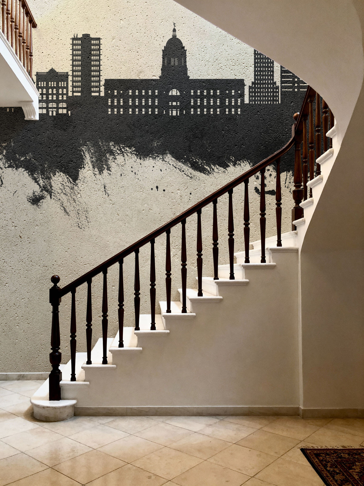Fort Wayne Indiana Skyline Concrete Mural Wallpaper - room preview 03