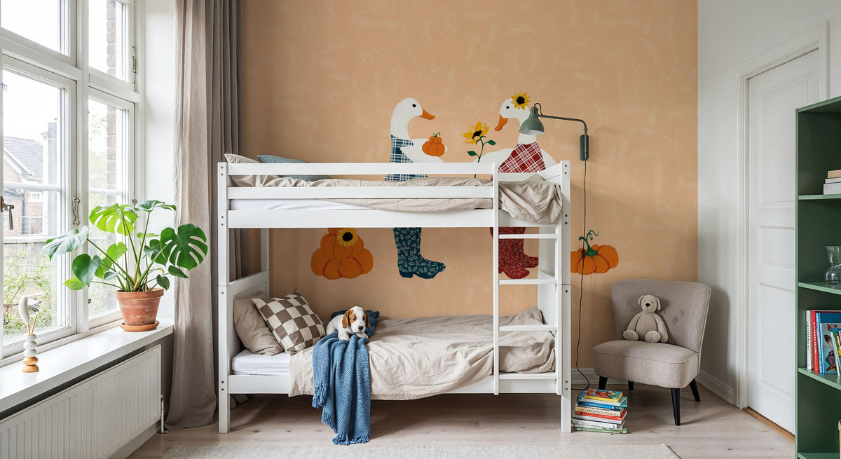 Ducks in the Pumpkin Patch IV Mural Wallpaper - room preview 03