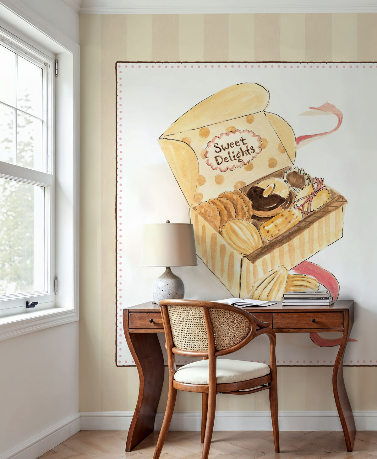 Sweet Delights on Stripes Mural Wallpaper - room preview 03