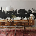 Valencia Spain Skyline Black & White Mural Wallpaper - room preview 03