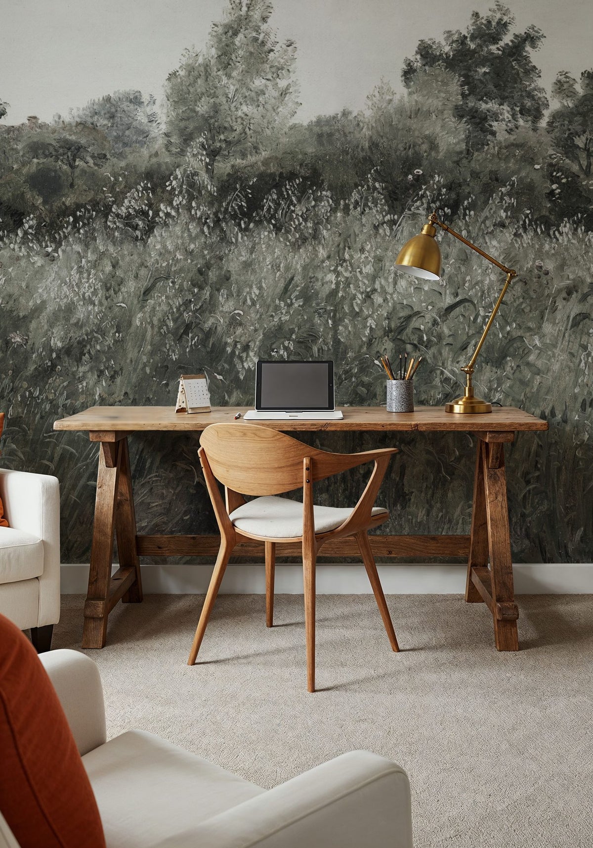 Meadow Whisper, Pine Green Mural Wallpaper - room preview 03