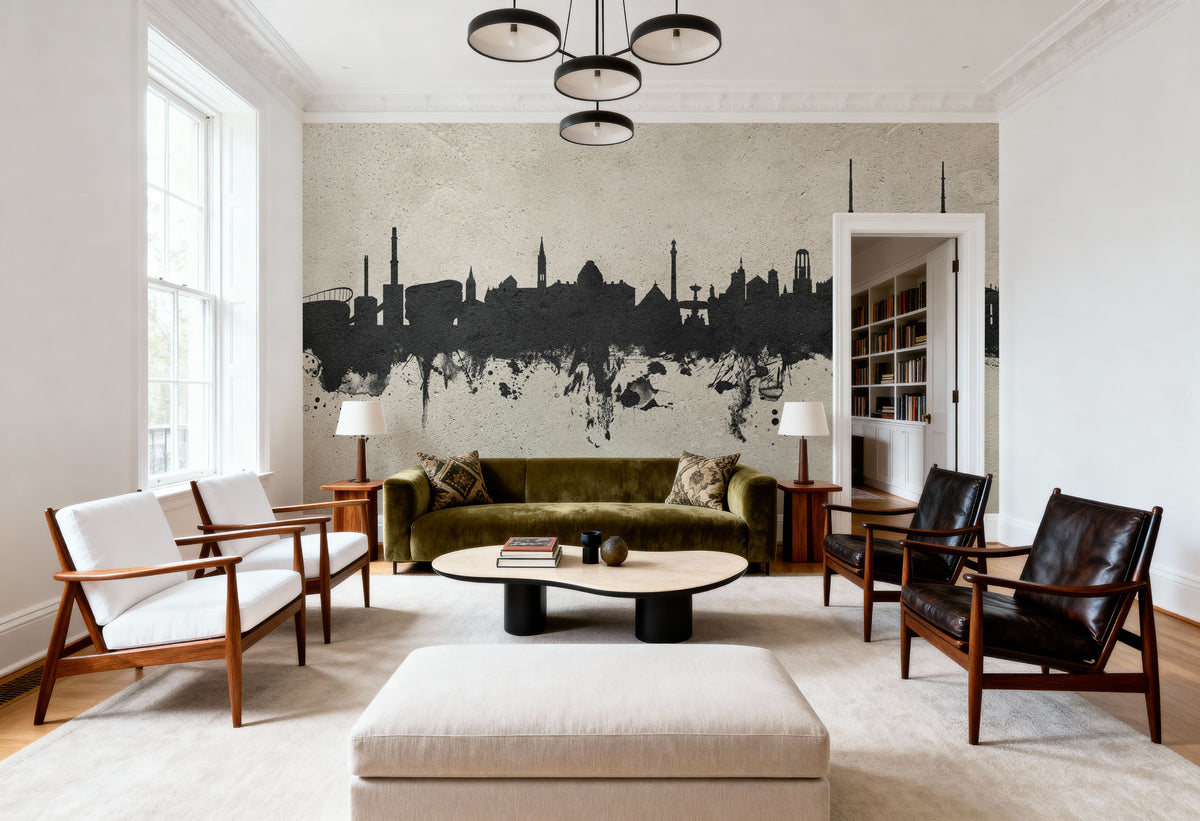 Stuttgart Germany Skyline Concrete Mural Wallpaper - room preview 03